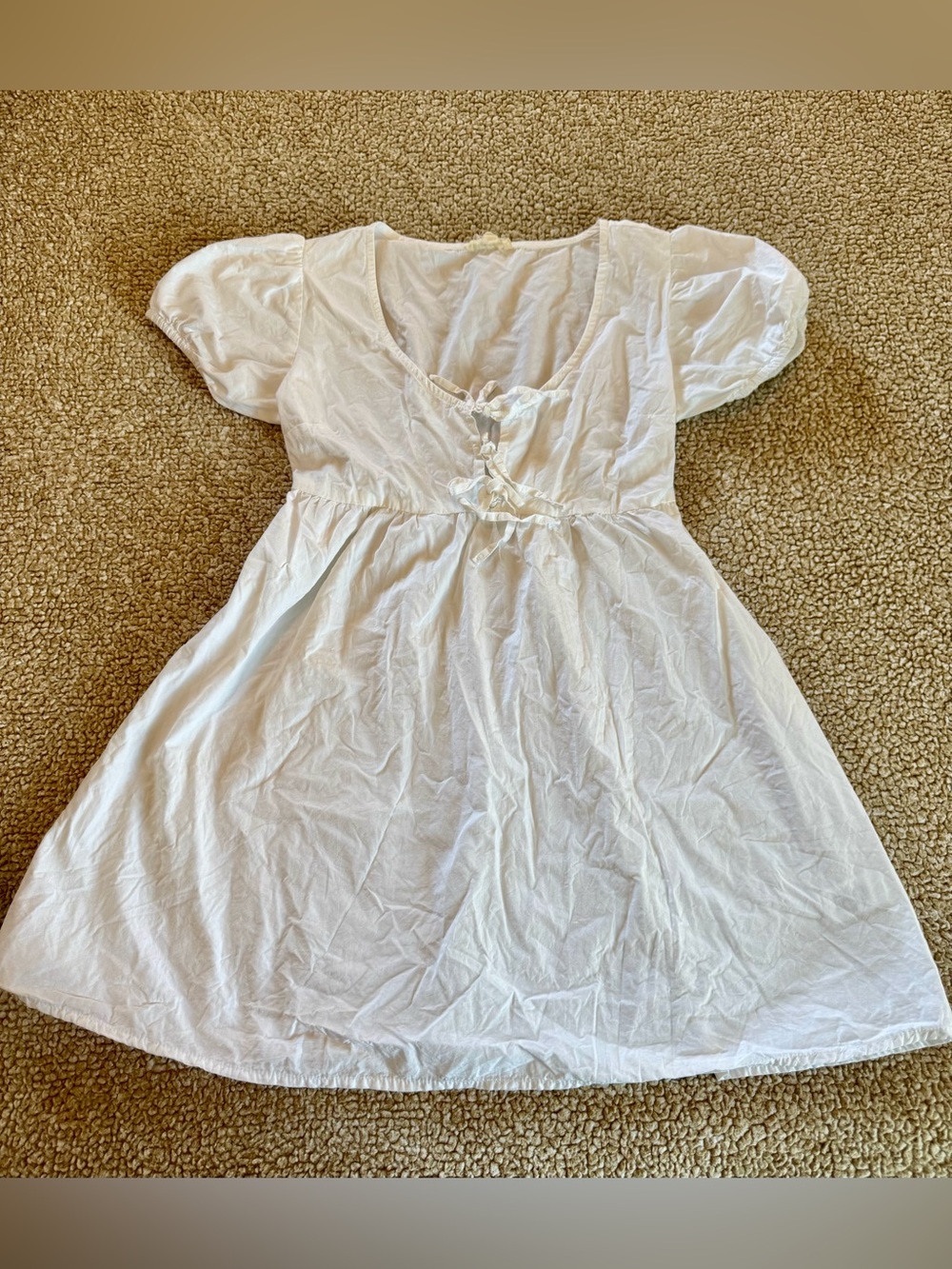 Derek Heart White Puff Sleeve Mini Dress Size S Cotton Cottagecore